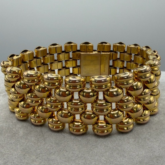 Vintage Swiss thick heavy gold plating panther link gold bracelet - 20 micron - Picture 3 of 16